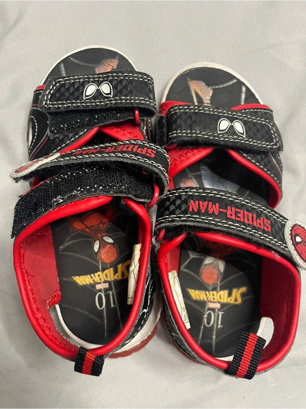 Spiderman Black and Red Kids' Sandals with Web Graphics
